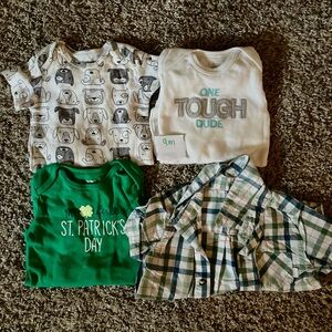 Baby Clothing Set with Graphic Tees and Plaid Shirt